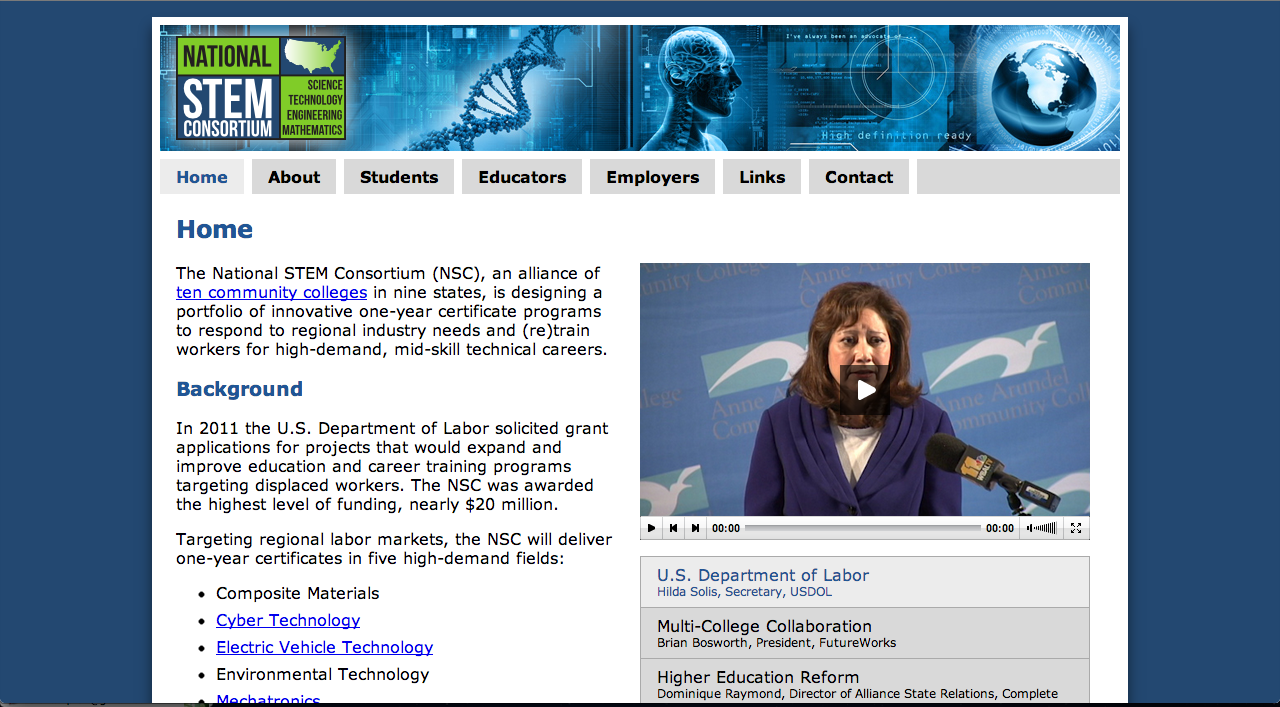 National STEM Consortium Webpage