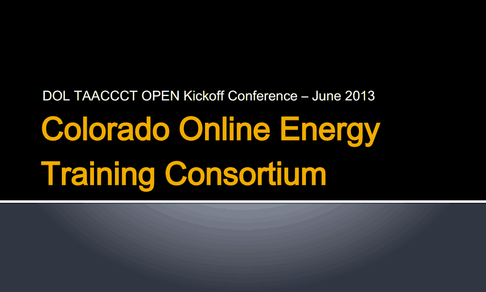 Colorado Online Energy Training Consortium Presentation