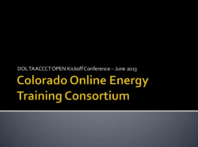 Colorado Online Energy Consortium Presentation